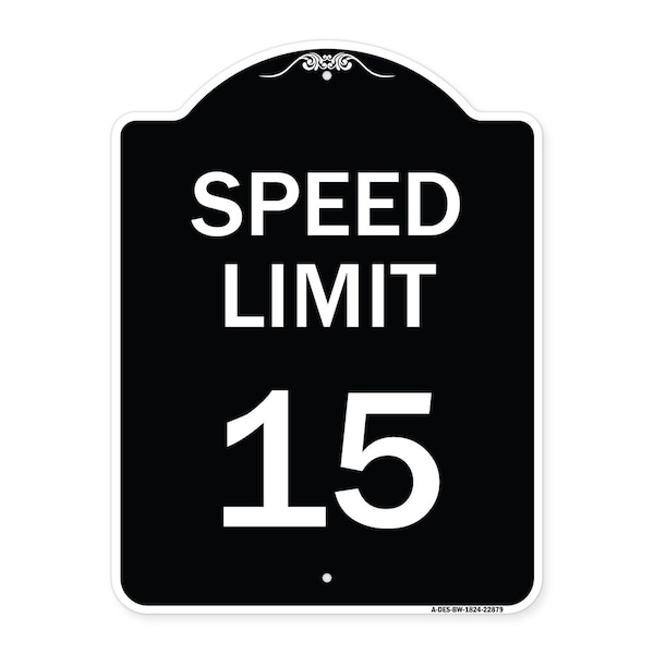 Speed Limit 15 Mph Heavy-Gauge Aluminum Architectural Sign, 24" x 18", BW-1824-22879